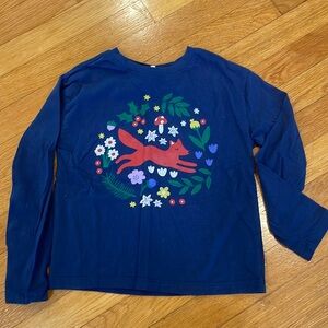 Hanna Andersson Navy fox long sleeve cotton shirt size 6-7 (120)
